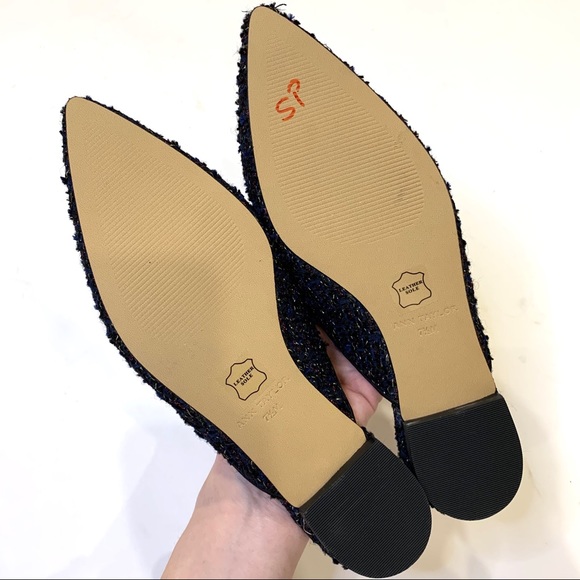 Ann Taylor | Elsie Blue Tweed Bow Mules 7.5 - Picture 4 of 8
